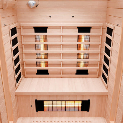 Dewello® Infrarotsauna 'Pierson' (135x105cm) für 1-2 Personen aus Hemlock-Holz, LED, Bluetooth