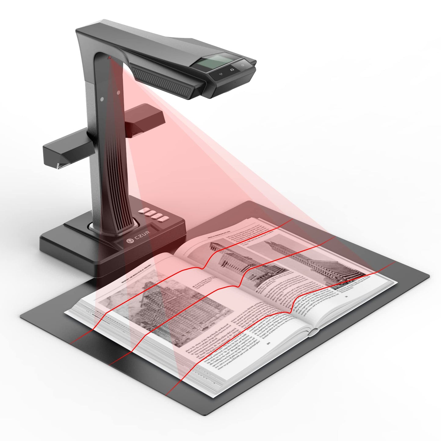 Professioneller Buchscanner 'CZUR ET24 Pro' mit HDMI: 24MP mit Laser Verflachungstechnologie