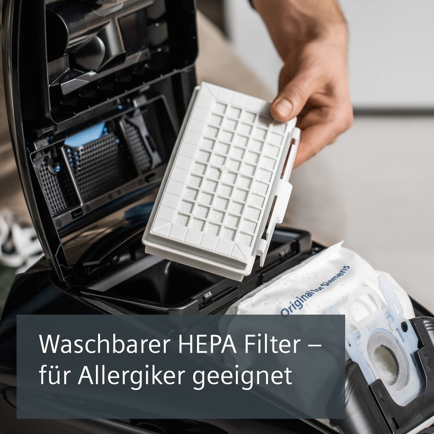 Siemens Staubsauger VSQ5X1230 (Q5.0) mit Beutel: 850W, Extreme Leise, Hygiene-Filter