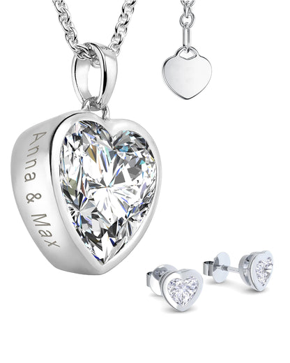 AMOONIC Damen Schmuck-Geschenkset | 925 Sterling Silber: Kette-Ohrring-Halskette