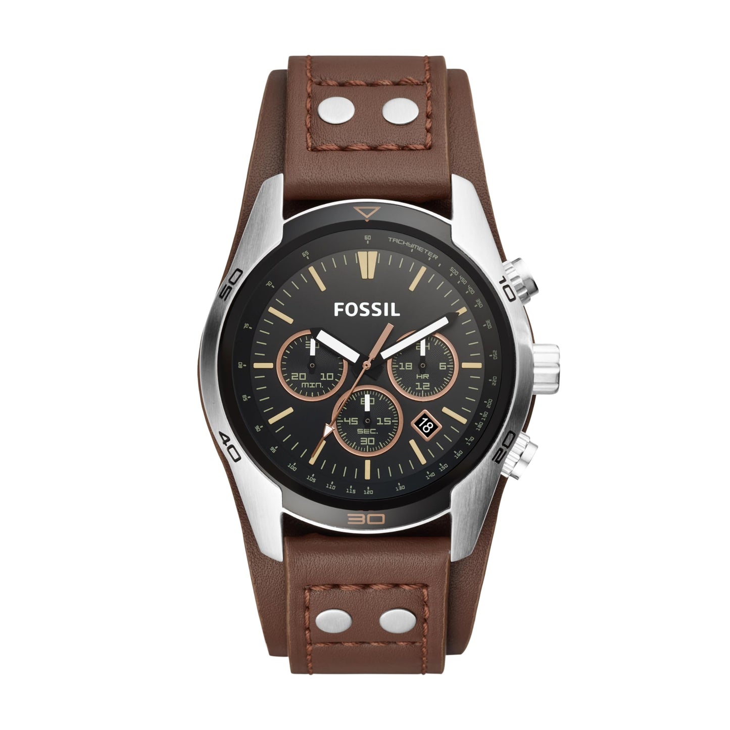 FOSSIL Coachman Chronographenwerk Herrenuhr (44mm) mit Edelstahl- oder Lederarmband