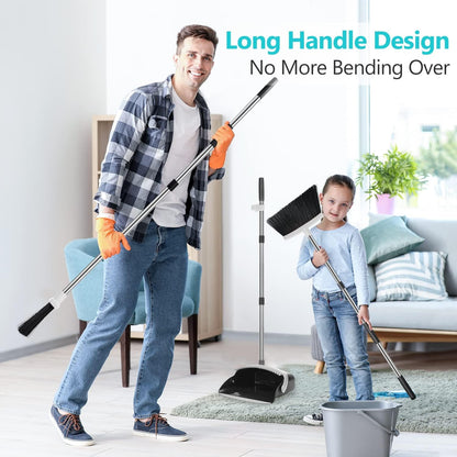 Besen und Kehrschaufel-Set | Combo mit 137cm Langem Griff für Küche, Haushalt