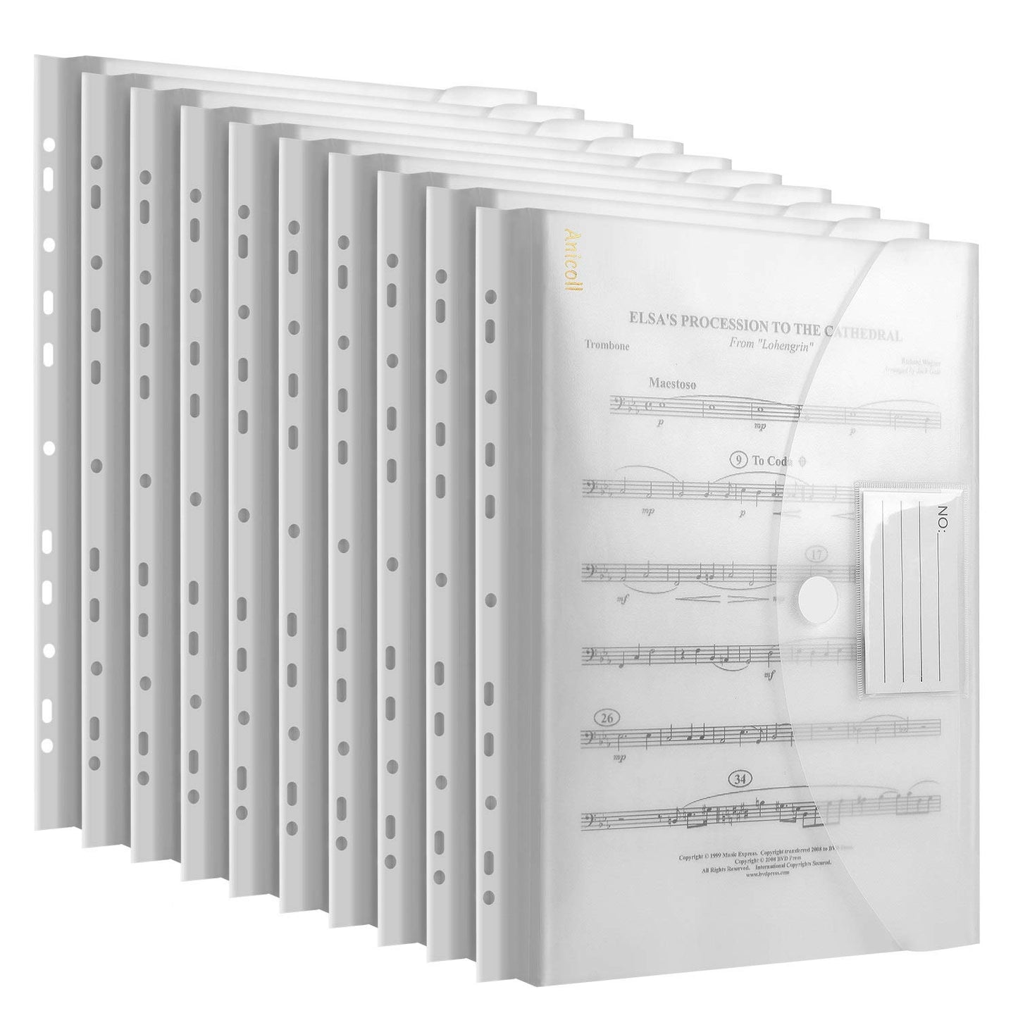 Dokumentenmappen DINA4 (20er-Pack) mit Binderlöcher/Klettverschluss und Etikettentasche