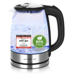 EMERIO Glas Wasserkocher (1,7L): 2200 Watt, Blau LED-Innenbeleuchtung | BPA-Frei
