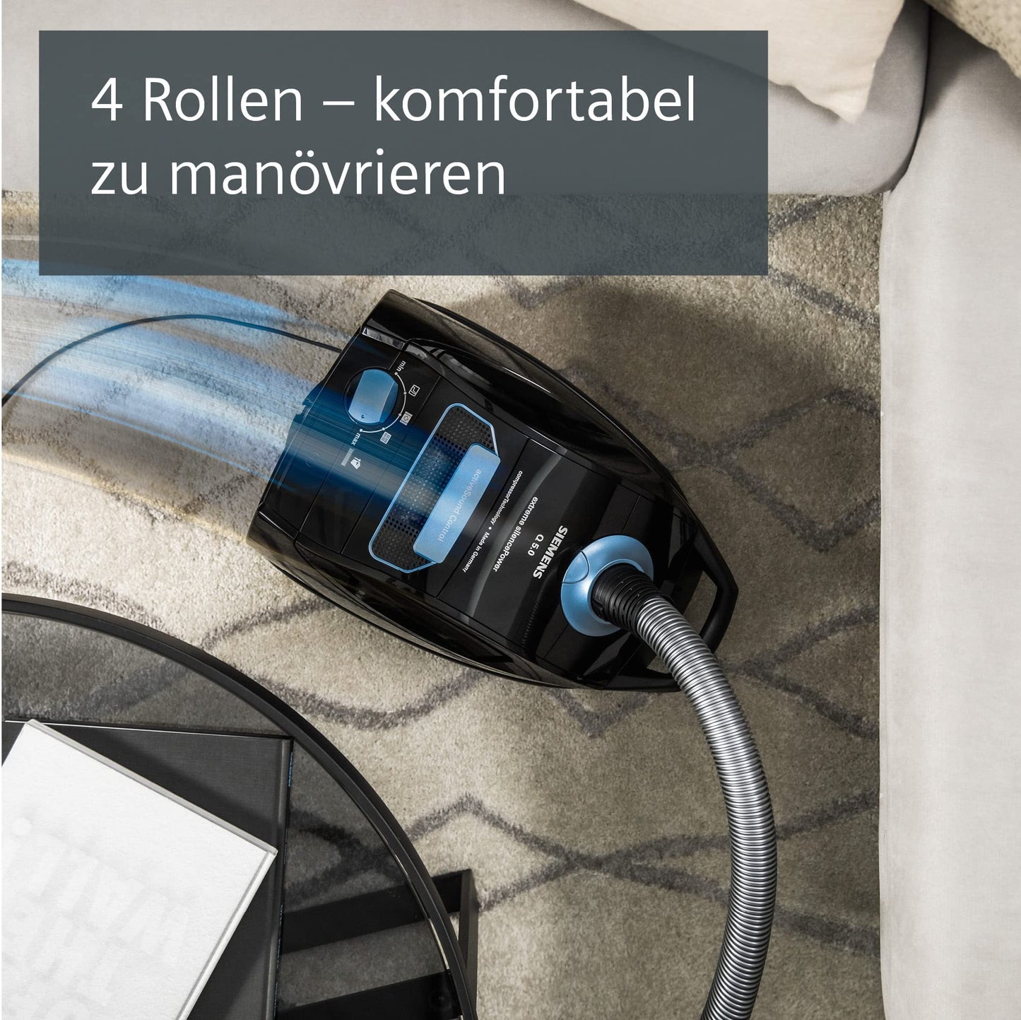 Siemens Staubsauger VSQ5X1230 (Q5.0) mit Beutel: 850W, Extreme Leise, Hygiene-Filter
