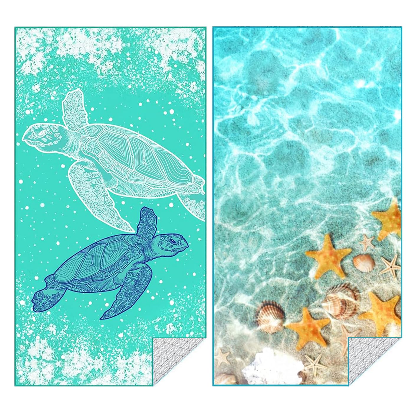 2er-Set Mikrofaser Strand- Badetuch (180x80cm): Saunatuch, Schnelltrocknend, Sandfrei