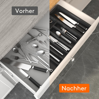 LIFEWIT Verstellbarer Besteckkasten für Küchenschubladen aus Kunststoff