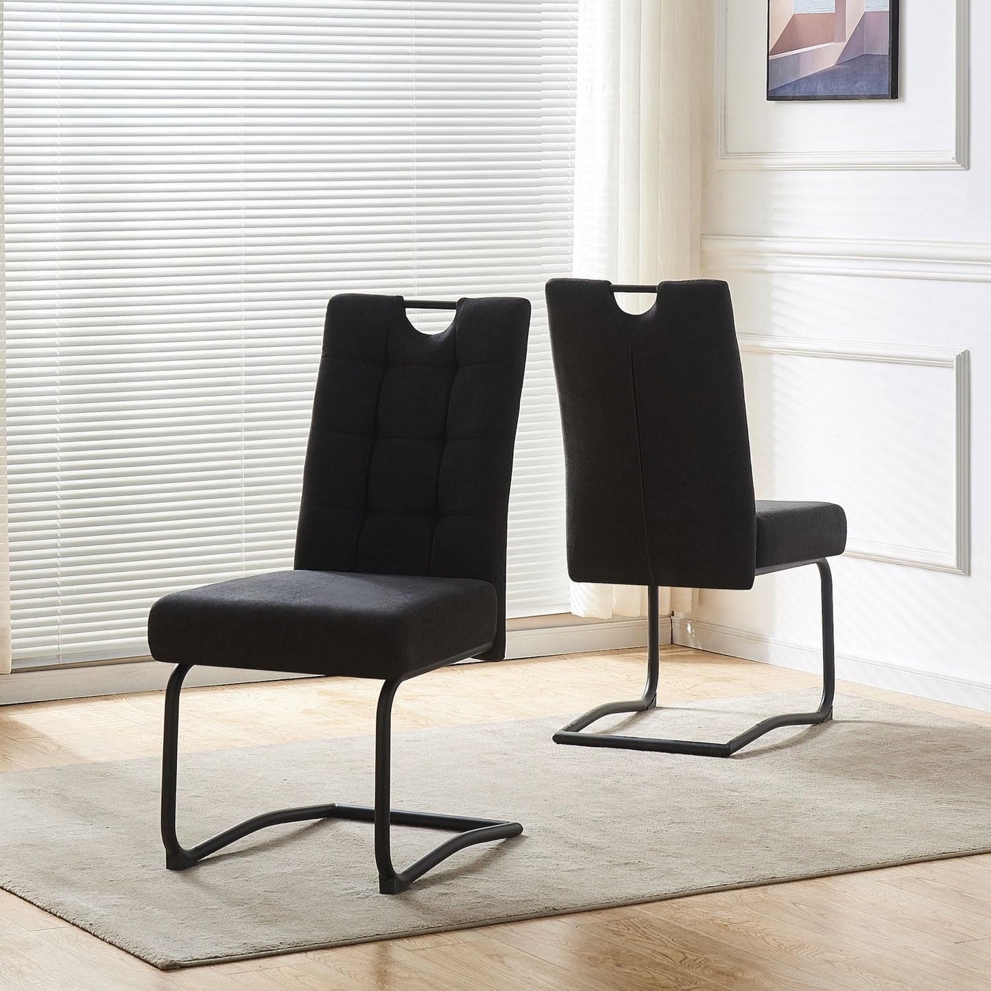 B&D home 2er-Set  Freischwinger Esszimmerstühle 'Sofia' | Modern Design in Anthrazit