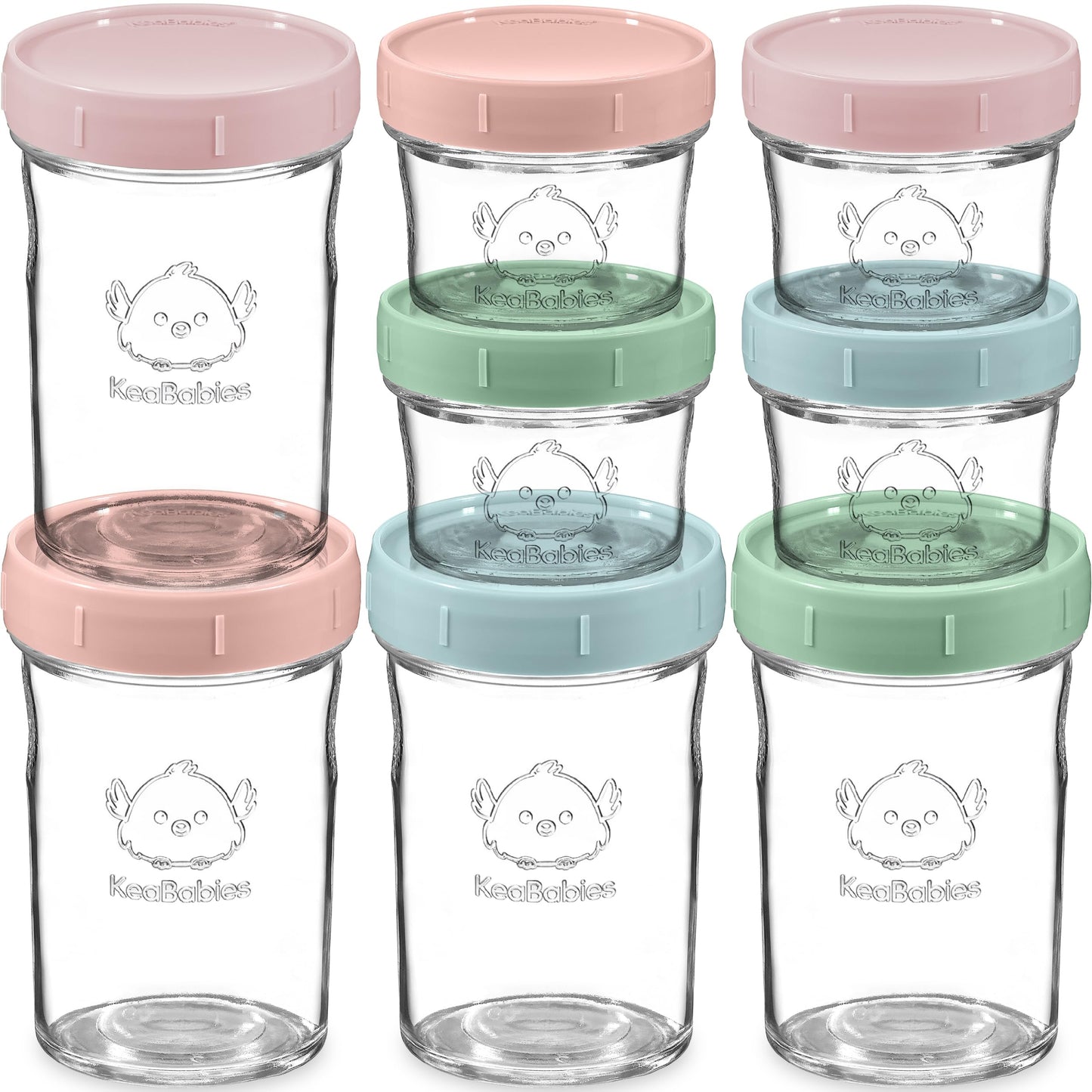 Babybrei Einfrier-Behälter aus Glas (8er Pack) - Babynahrung Aufbewahrung