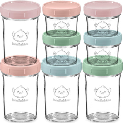 Babybrei Einfrier-Behälter aus Glas (8er Pack) - Babynahrung Aufbewahrung