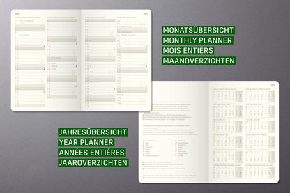 Planungsbuch 2026 Extra-Groß: A4+, Hardcover, 192 Seiten, Stiftschlaufe, Archivtasche
