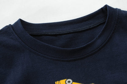 EULLA Kinder Jungen Schlafanzug (Langarm): Baumwolle Pyjama-Set 'Bagger' in Dunkelblau