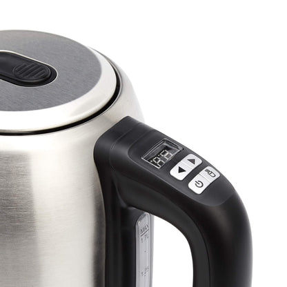 Amazon Basics Edelstahlwasserkocher (1,7L) mit Digitalanzeige und Warmhaltefunktion