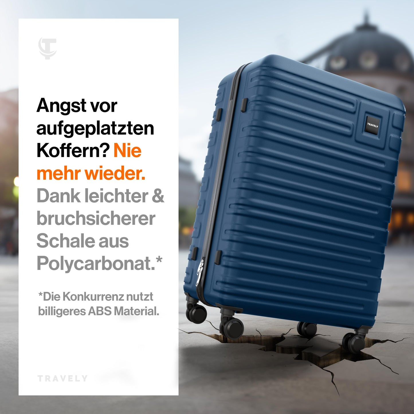 TRAVELY Polycarbonat Reisekoffer XL (77cm - 100 Liter) mit sanften Rollen & TSA Schloss