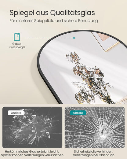 SONGMICS Bogenförmiger Ganzkörperspiegel: Rahmen aus Aluminiumlegierung, Hartglas