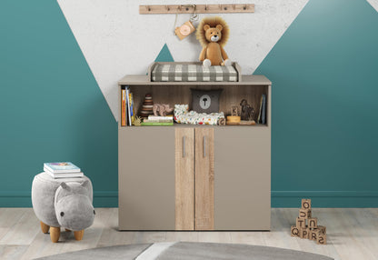 Babyzimmer-Set 'BERRY' mit 3-fach Lattenrost, Wickelkommode & Kleiderschrank