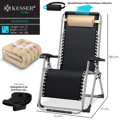 KESSER® Sonnen-Liegestuhl: Klappbar & Wetterfest inkl. Nackenkissen & Getränkehalter