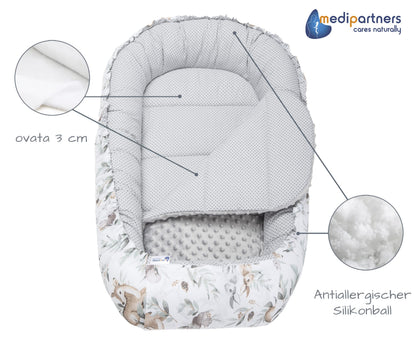 Medi Partners Baby-Nestchen für Neugeborene aus 100% Baumwolle (5-teilig - 100x60x15cm)