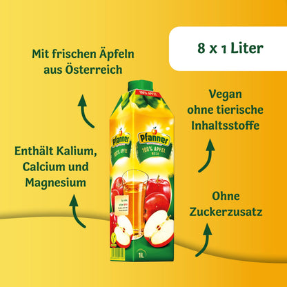 Pfanner 100% vitaminreicher Apfelsaft (8x 1 Liter): ohne Zuckerzusatz