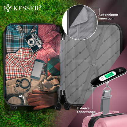 KESSER® Hartschalen Reisekoffer-Set (4-teilig) inkl. Kofferwaage und Gepäckanhänger