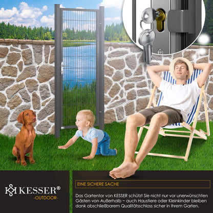 KESSER® Premium Gartentor aus Metall mit verzinktem Stahl inkl. Pfosten, Türklinke, Schlüssel