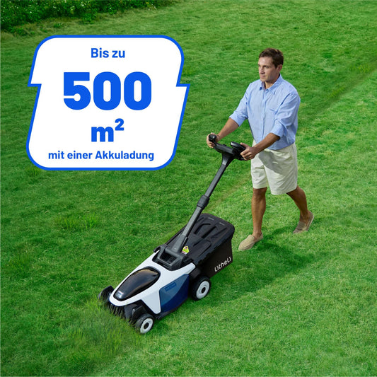 Litheli Easysurge Akku Rasenmäher inkl. 2x4,0Ah Akkus: Selbstfahrend (2,2-4,7 km/h), Bürstenloser Motor