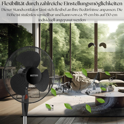 Echos® Standventilator (Ø 43cm): Sehr leise, Energiesparend, 3 Stufen, Oszillation