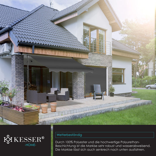 KESSER® Sonnenschutz Klemmmarkise für Balkon & etc. | Höhenverstellbar ohne Bohren (Anthrazit)