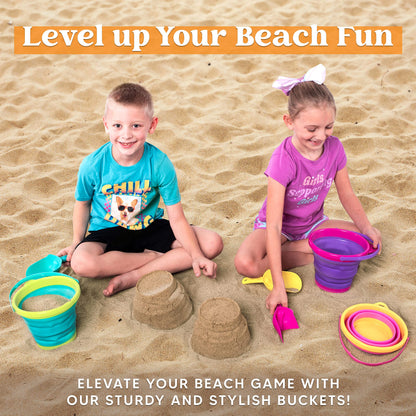 JOYIN Faltbares Strand Eimer-Set: Faltbare Sandspielzeug mit Netz-Rücksack für Kinder