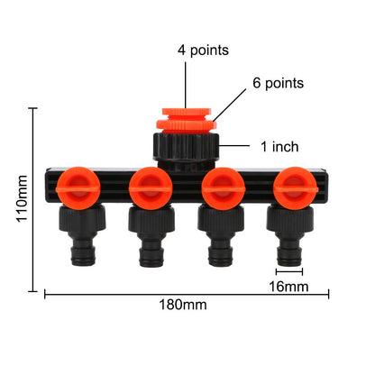 4-Wege Ventilverteiler 3/4-Zoll Wasserverbindung für Gartenschläuche3