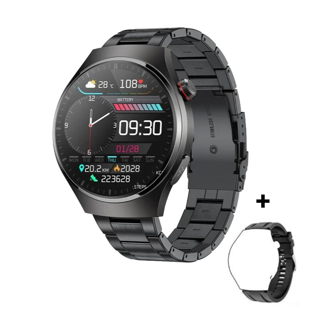 Smartwatch mit EKG-PPG Laser-Behandlung | Körpertemperatur, Blutzucker & Bluetooth-Anruf