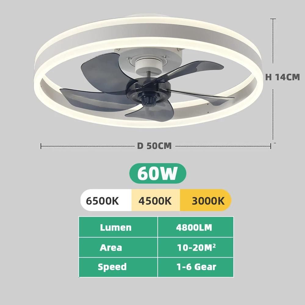 LED Deckenventilator mit DC Motor | Dimmbar mit Fernbedienung, 6-Geschwindigkeiten (50cm) 2