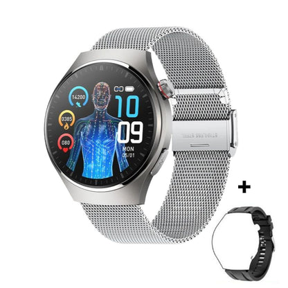 EKG Smartwatch mit PPG Laser | Körpertemperatur, Blutzucker, BT-Anruf