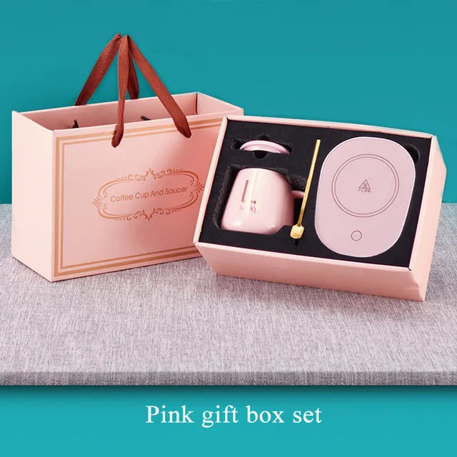 Kaffee Geschenkset in Box Warmhalteteller - Kaffeetasse und Löffel