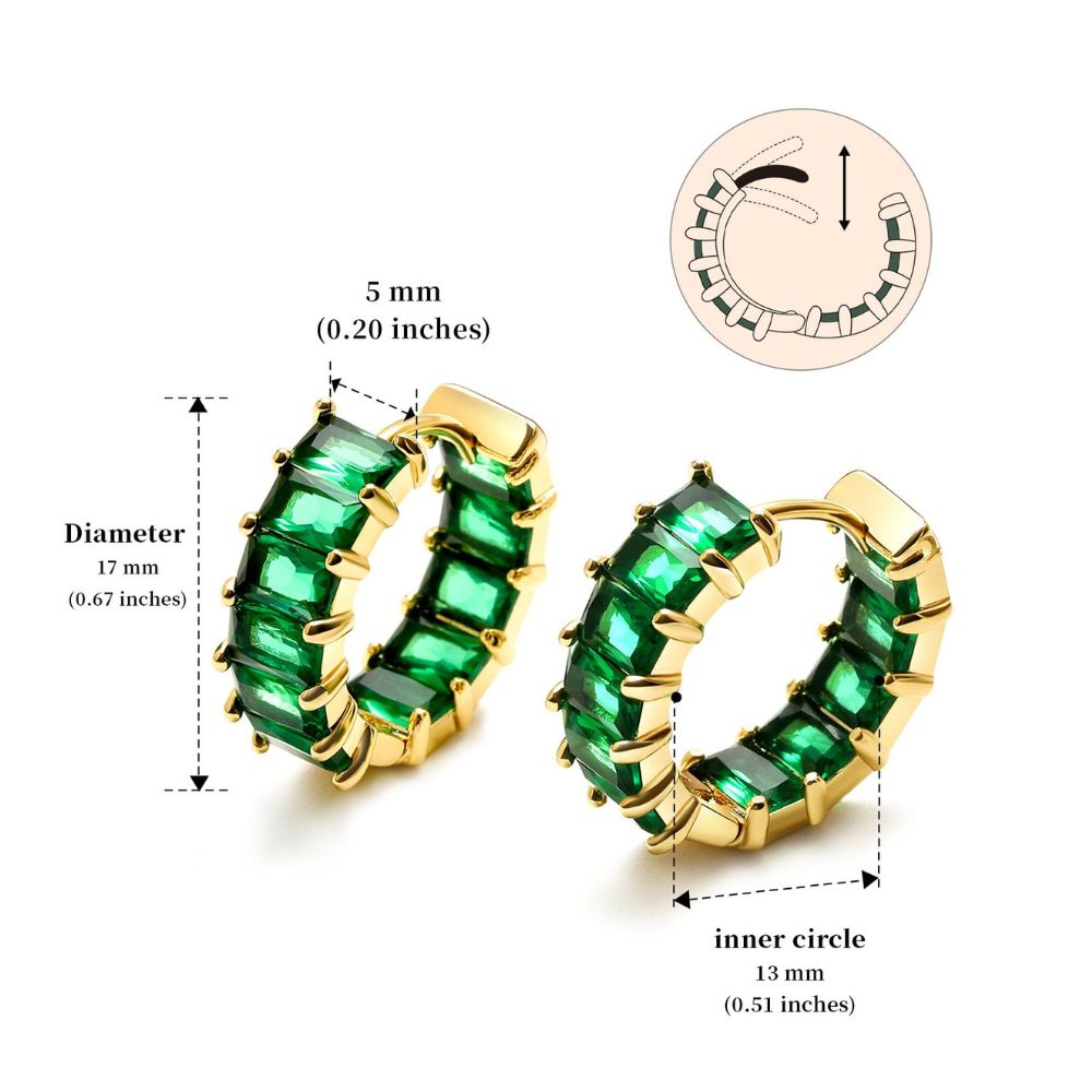 MESOVOR Creolen 18K Ohrringe mit Zirkonia für Damen (Grün)
