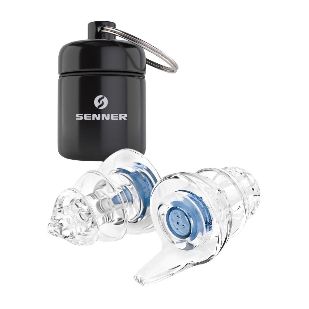 Senner® Ohrstöpsel zum Schlafen: Extra-Soft mit Alubehälter für die Earplugs (Transparent)