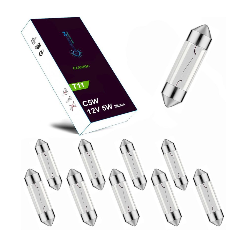 10er-Set Soffitte 12V-5W-C5W-SV8,5-36mm Kennzeichenbeleuchtung, Glühlampe für PKW