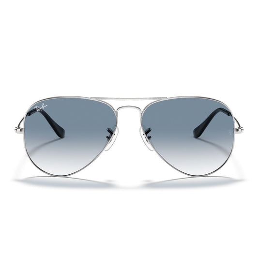 Ray Ban 'Aviator' Sonnenbrille für Herren: Silbernes Gestell, Gläser mit blauem Farbverlauf