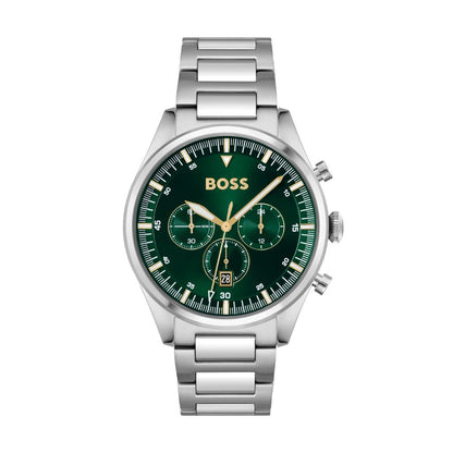 BOSS Chronograph Quarz Uhr (1513868) für Herren aus Kollektion 'Pioneer' mit silbernes Edelstahlarmband