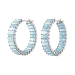 Swarovski Matrix Kreolen Damen-Ohrringe mit blauen Swarovski Kristallen