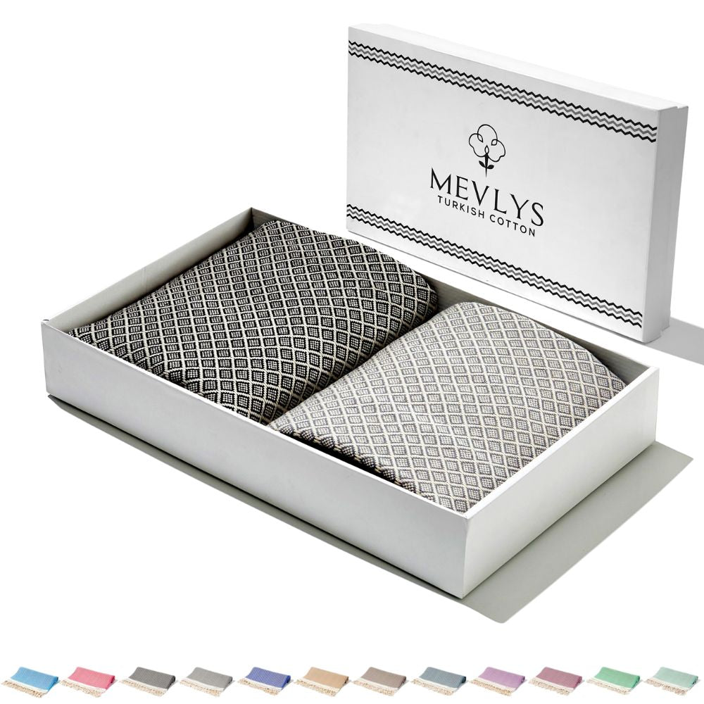 MEVLYS Strand- Hamamtuch (2er-Set - 100x180cm) aus Baumwolle | Extra-Leicht