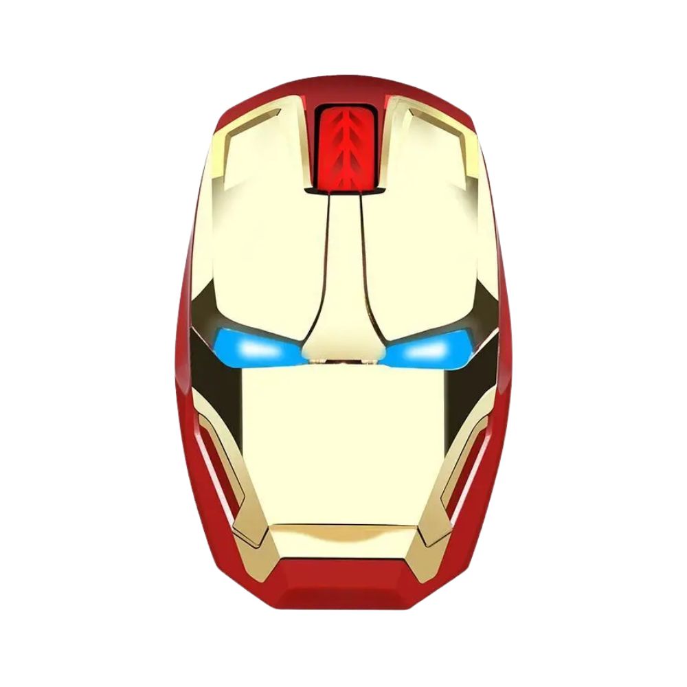Iron Man Wireless-Maus: Ergonomisch, 2.4G USB Funk, LED-Licht, 1600DPI, leiser Klick, für PC, Laptop, MacBook (Gold-Glänzend)