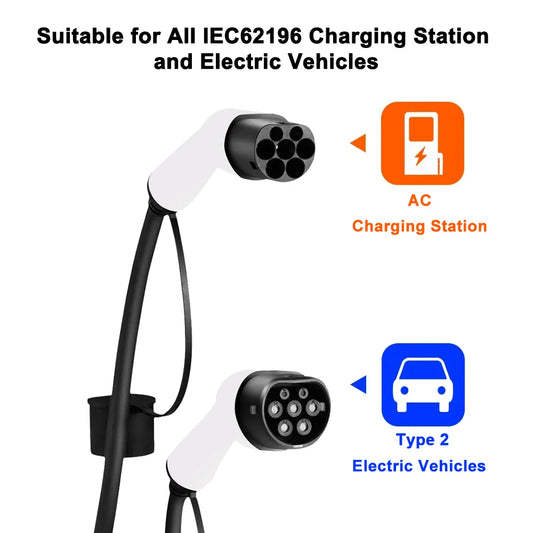 Teschev 16A/32A EV-Autoladegerät-Ladekabel, 1 Phasen/3 Phasen, EVSE Elektrofahrzeug, Typ 2 Buchse auf Stecker, IEC 62196-Stecker, 3 M – Bild 2