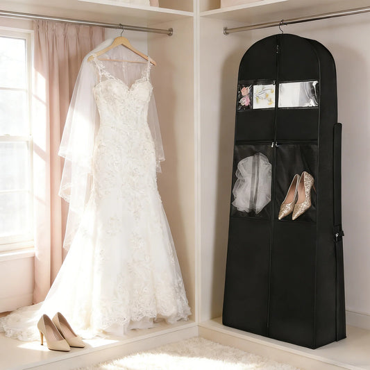 180cm Atmungsaktive Brautkleid-Kleidersäcke Hängende Kleider-Staubschutzhülle Aufbewahrungs-Reisetasche Faltbare Abendkleid-Schutzhülle
