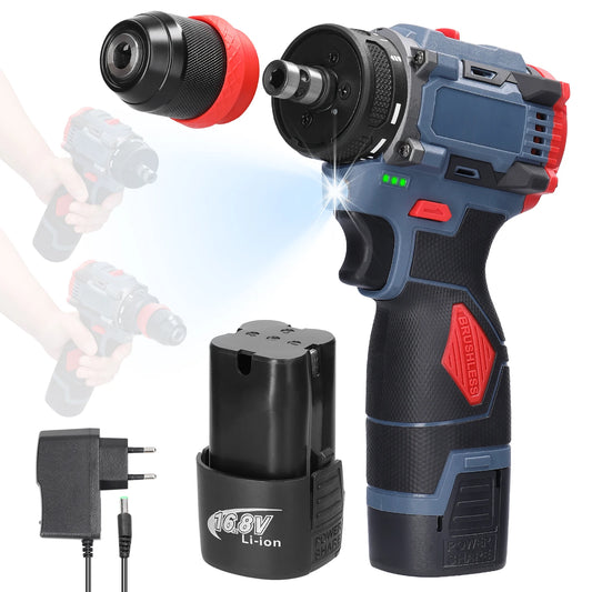 2-in-1-Lithium-Bohrmaschine, Elektrischer Schraubendreher, Elektrowerkzeug, 16,8 V, 45 Nm Drehmoment, Bürstenloser Motor, Schraubendreher für Haushaltsgeräte, Möbel – Bild 2