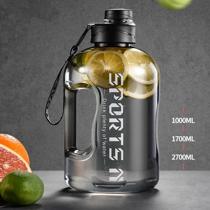 Große Sport-Wasserflasche mit Trageschlaufe für Fitness, Gym, Radfahren, Camping