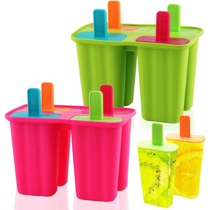 ACTOYS Eisformen EIS am Stiel Silikon, 2 Stück Eisformen Silikon Wiederverwendbar mit 8 Stöcken,