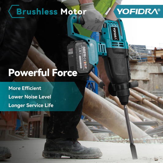 YOFIDRA 26 MM Bürstenlosen Elektrischen Bohrhammer Multifunktionale Rotary Cordless Wiederaufladbare Power Werkzeuge für Makita 18 V Batterie Pin – Bild 2