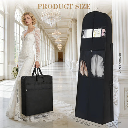 180cm Atmungsaktive Brautkleid-Kleidersäcke Hängende Kleider-Staubschutzhülle Aufbewahrungs-Reisetasche Faltbare Abendkleid-Schutzhülle – Bild 2