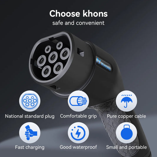Khons EV-Ladekabel Typ2 auf Typ2 Ladekabel 22 KW 32 A EV-Ladegerät Buchse Stecker auf Stecker EVSE-Lade 5 M TPU-Kabel – Bild 2